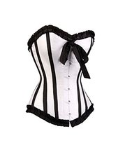 White Satin Black Lace Retro Costume Overbust Plus Size Corset Body Shaper - £62.53 GBP