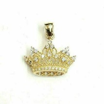 New 14k Yellow Gold Plated Women&#39;s Crown Pendant 1.00Ct Round Cut Moissanite - £62.11 GBP