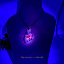 Radiant Tugtupite Pendant Necklace | Fluorescent Gemstone from Greenland  - £474.50 GBP