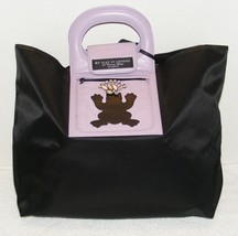 MY FLAT IN LONDON JAN HAEDRICH BLACK CANVAS &amp; PURPLE SHOULDER TOTE HANDB... - $198.99