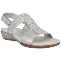 Easy Spirit Women Slingback Wedge Sandals Hazel Size US 5M Silver Leather - £28.12 GBP