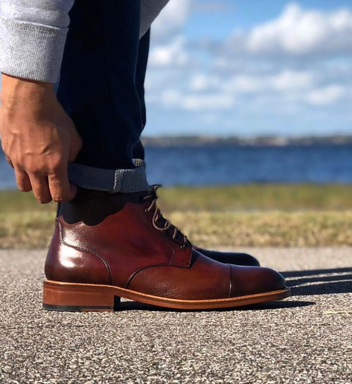 NEW Men Brown Black Lace Up Stylish Boot, Mens Ankle High Suede Leather Cap Toe