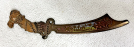 Vintage Bronze Brass Camel Figural Embossed Dessert Scene Sword Letter O... - $44.55