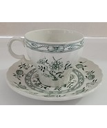 Vtg Old Vienna Wood &amp; Sons Green Onion Ironstone Cup &amp; Saucer Made in En... - €16,33 EUR