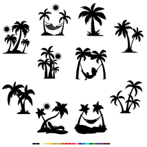 Palm Trees Vinyl Decal Stickers Car Window Laptop Wall Mug Tropical Isla... - $2.76+