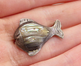 JAF TAXCO 925 Silver - Vintage Abalone Shell Fish Motif Brooch Pin - BP2822 - £29.37 GBP