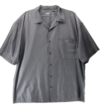 Damante Men&#39;s Button Down Shirt Black Short Sleeve Polyester Textured si... - £16.81 GBP