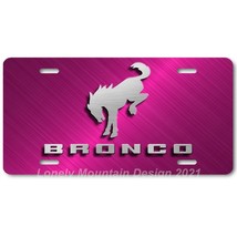 Ford Bronco Text Inspired Art Gray on Pink FLAT Aluminum Novelty License Plate - £14.19 GBP