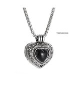 Black Heart Gawu Box Opening Locket New Retro Pendant 60cm Round Box Chain - $13.86