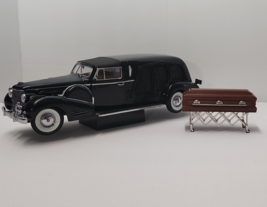 Sunset Coach Black 1938 Cadillac Town Car 1:18 Custom Panel Hearse w/ Ca... - £165.66 GBP