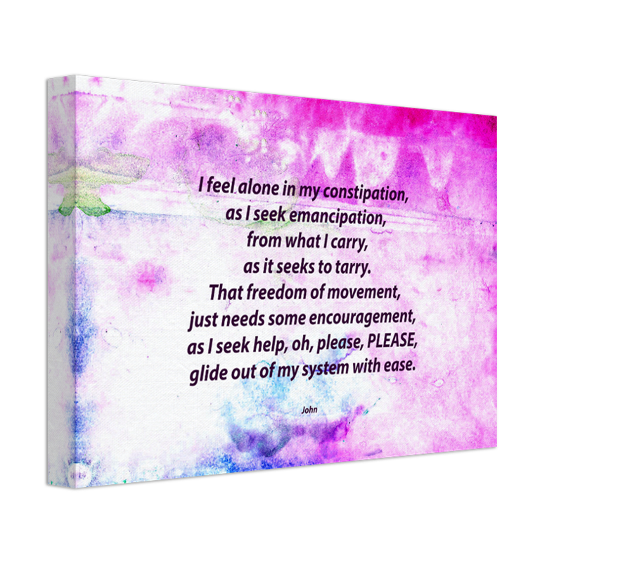 Constipation by John - 8 x 12" Quality Stretched Evocative Canvas Word Art - $35.00