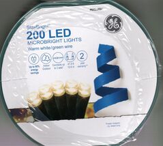 GE 6029691 200CT WARM WHITE STAYBRIGHT MICROBRIGHT LED 41' GREEN STRING ... - $19.98