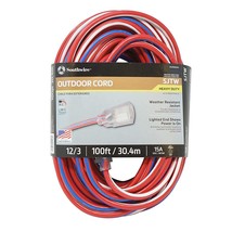 Southwire 2549SWUSA1 100-Feet, Contractor Grade, 12/3 Extension Cord, With Light - £101.19 GBP