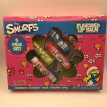 Lotta Luv The Smurfs 5 Piece Set Flavored Lip Balm Berry Frosting Peach Apple - £11.79 GBP