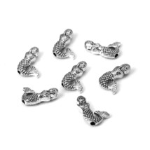 100 pcs Mermaid Spacer Bulk Beads Silver 3D Two Sided Ocean Mythical Fish 13x9mm - $9.49