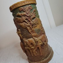 Vintage 1960s German Johann Gunter Walldurn Baden Scenic Carved Wax Candle 13” - £17.14 GBP