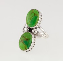 Amazing Green Turquoise Sterling Silver Ring By Running Bear, Size 9 - $156.35