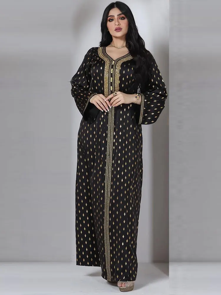  Abaya Arab Evening Long Dress Women  Stamping Muslim Moroccan Kaftan Dubai S Gu - £100.64 GBP