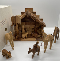 Made in Israel Nativity with box Olive Wood not sure if complete - £25.61 GBP