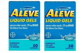 Aleve Liquid Gels Naproxen Sodium Pain Reliever, 50 Count Exp 05/2024 Pack of 2 - £15.06 GBP