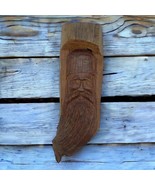 Vtg 12” Hand Carved Wooden Beard Man Wise Face Folk Art Wood Carving - £35.93 GBP