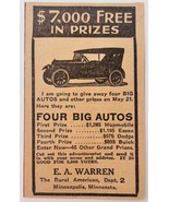 1923 E.A. Warren Automobile Giveaway Advertisement Hupmobile Essex Dodge... - $366.58 MXN