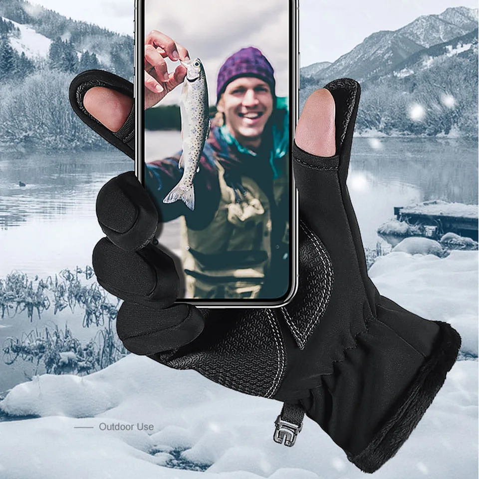 Sporting Winter Fishing Gloves 2 Finger A Fingerless Gloves Non-slip Waterproof  - £24.78 GBP