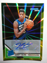 2019-20 Donruss Green Yellow Laser Jarrett Culver Timberwolves Autograph Card - £59.94 GBP