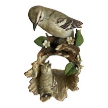 Vintage Masterpiece by Homco Porcelain Mother Mocking Bird And Baby Hollow Log - $24.25