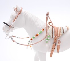 Western Brown Bareback Pad Hackamore Headstall Bridle with Rhythm Beads for Schl - £17.54 GBP