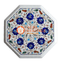 12&quot; Marble Coffee Table Top Lapis Lazuli Stone Multi Inlay Wedding Gift H003 - £513.34 GBP