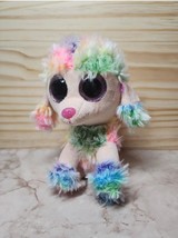 Ty Beanie Boos - RAINBOW the Poodle Rainbow Dog (6 Inch) Eye Scratches. - $9.74