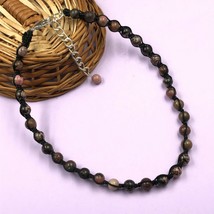 Black Rhodonite 8x8 mm Beads Adjustable Thread Necklace ATN-40 - £9.77 GBP