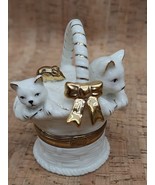 Mikasa Kittens in A Basket Trinket Box Gold Gilt Fine Porcelain Cats FK0... - $15.98