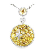 Real 4.03ct Natural Fancy Mix Yellow Diamonds Pendant Necklace 18K Solid... - £5,484.67 GBP