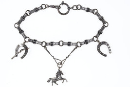 Antique 835 Silver Western Themed Choker Charm necklace - $623.70