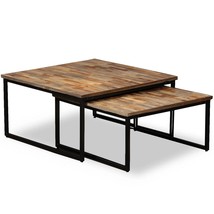 Nesting Coffee Table Set 2 Pieces Solid Reclaimed Teak - £128.02 GBP