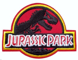 New JURASSIC PARK T-Rex Logo Dinosaur Patch Embroidered Iron-on Applique - £3.16 GBP