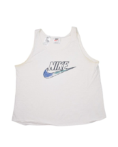 Vintage Nike Tank Top Mens L White Spell Out Swoosh 90s Retro Made in USA - £23.14 GBP