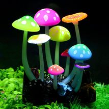 Glowing Effect Artificial Mushroom Aquarium Plant Decor Ornament Decoration  - £14.05 GBP