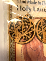Olive Wood Tree Round  2" Hanging Earrings, New From the Holy Land - £11.86 GBP