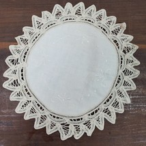 Vintage Applique Doily Beige 11 Inch Round - $8.00