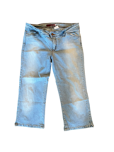 KANCAN Juniors Jeans Stretch Denim Capri Blue Mid Rise Straight Leg Size 13 - £11.31 GBP