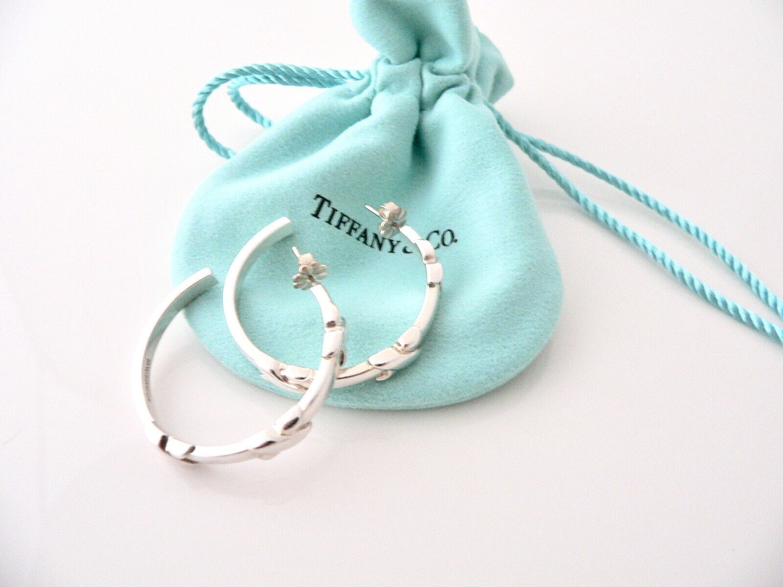 Tiffany & Co Signature X Hoop Hoops Earrings 1.4 Inch Gift Pouch Love Classic - $498.00
