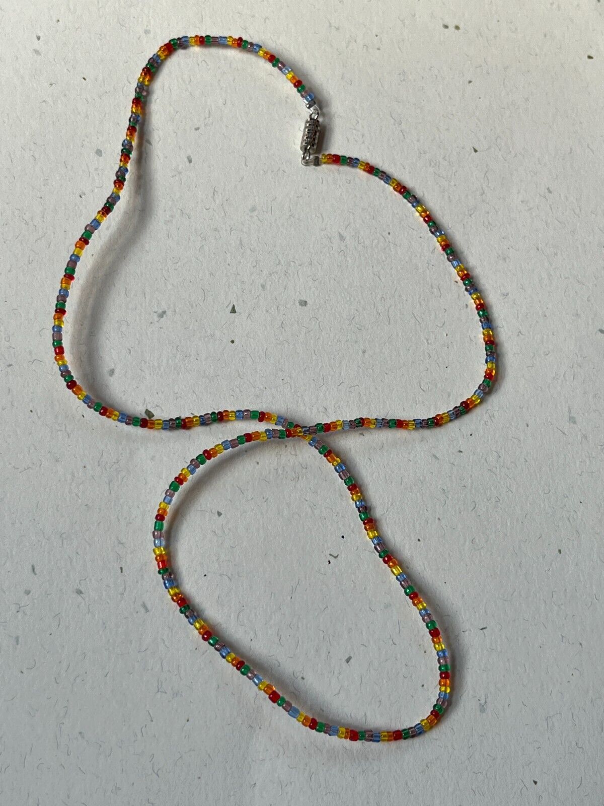 Primary image for Thin Tiny Rainbow Plastic Bead Necklace – 20.5 inches long x just under 1/8th’s