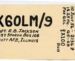 QSL Card K6OLM /9 Scott AFB Illinois 1956 - $13.86