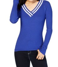 Hooked Up by IOT Juniors Ribbed Long Sleeves Sweater, Large, Blue - $35.10