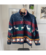 Vintage 90s Limited Sport Reindeer Berber Fleece 1/4 Zip Primary Colors M - $62.43 CAD