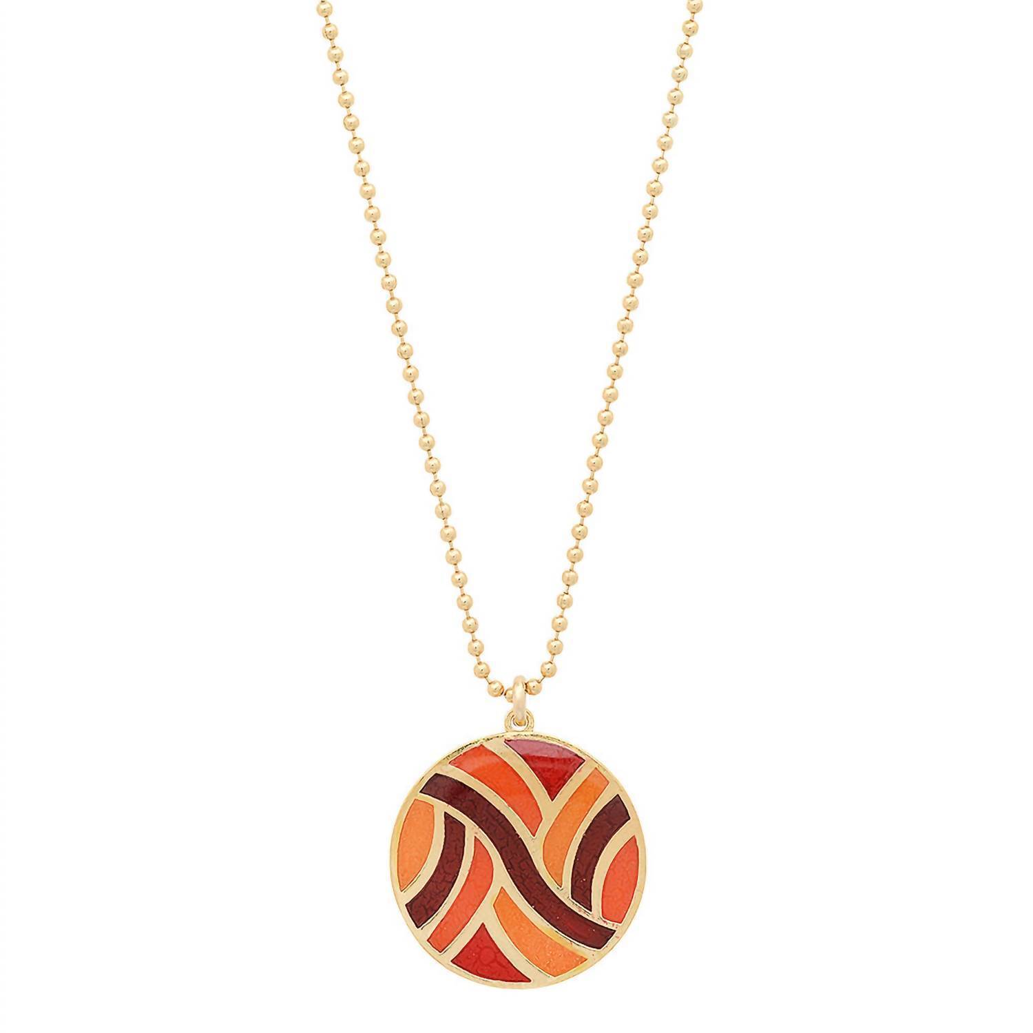Jessica Elliot women's large round enameled "swirl" pendant necklace in