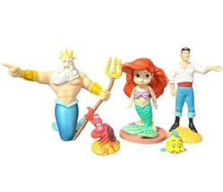 5 Little Mermaid Cake Topper Toy Figures Triton Eric Sebastian Flounder - £7.81 GBP